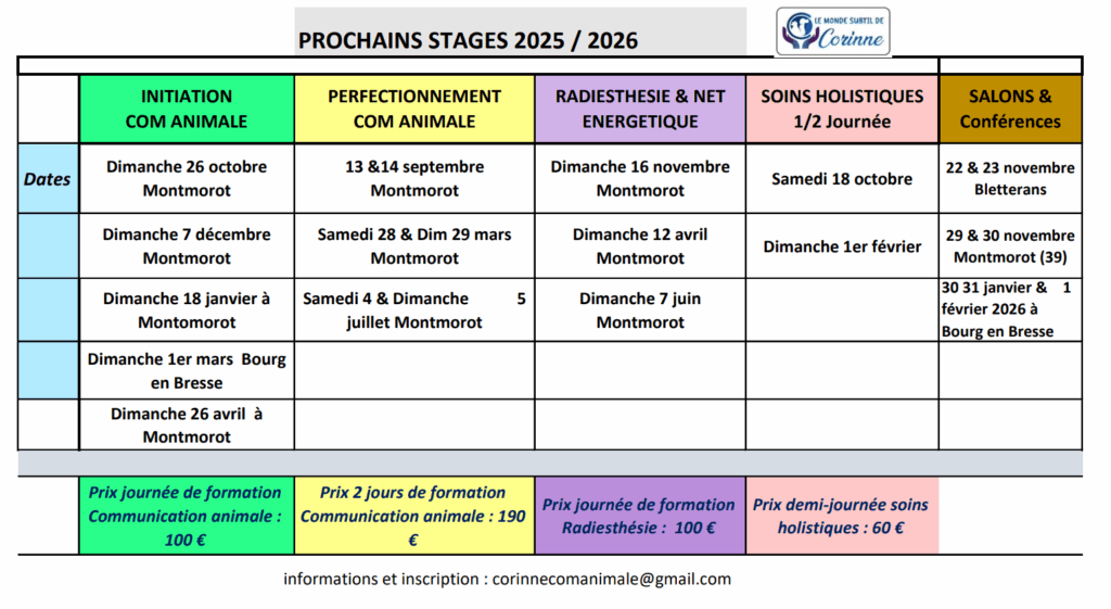 calendrier stages