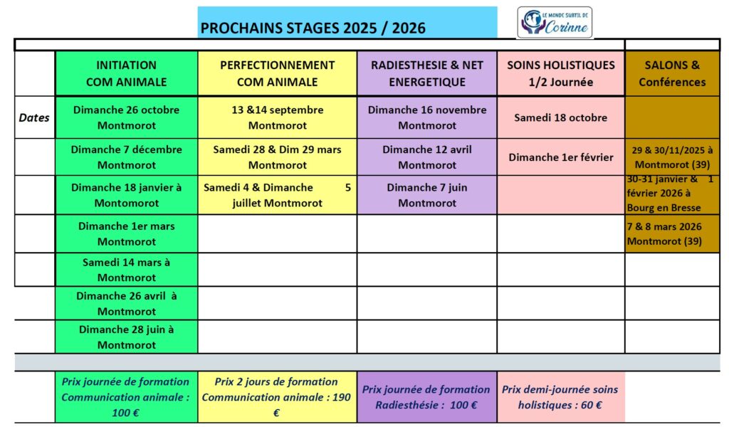 calendrier stages